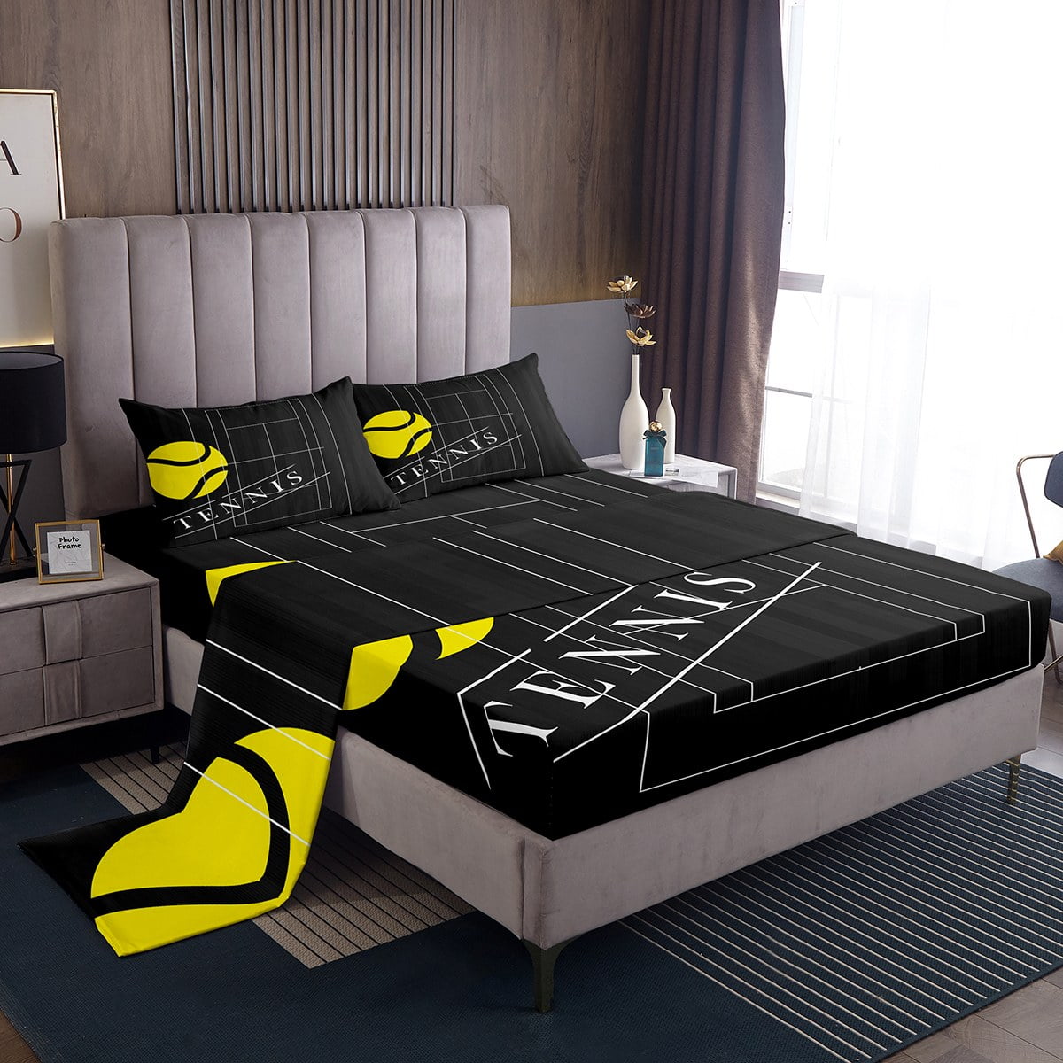 YST Tennis Print King Sheets for Kids Boys Ball Game Bed Set, Sport ...
