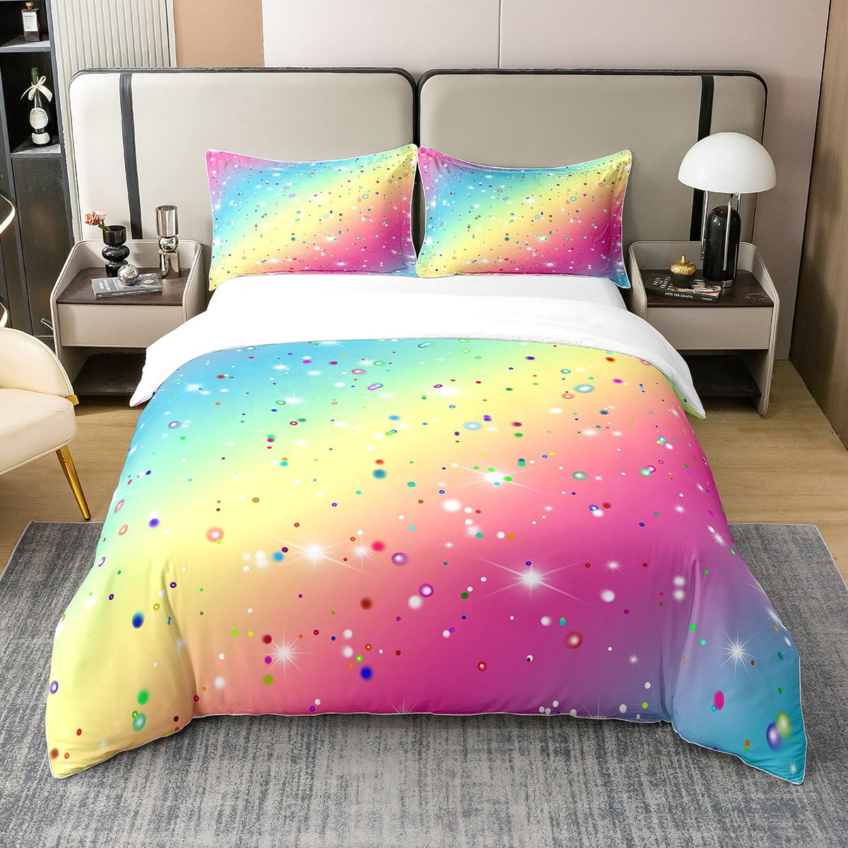 YST Tie Dye 100 percent Cotton Duvet Cover Full,Rainbow Bedding Set