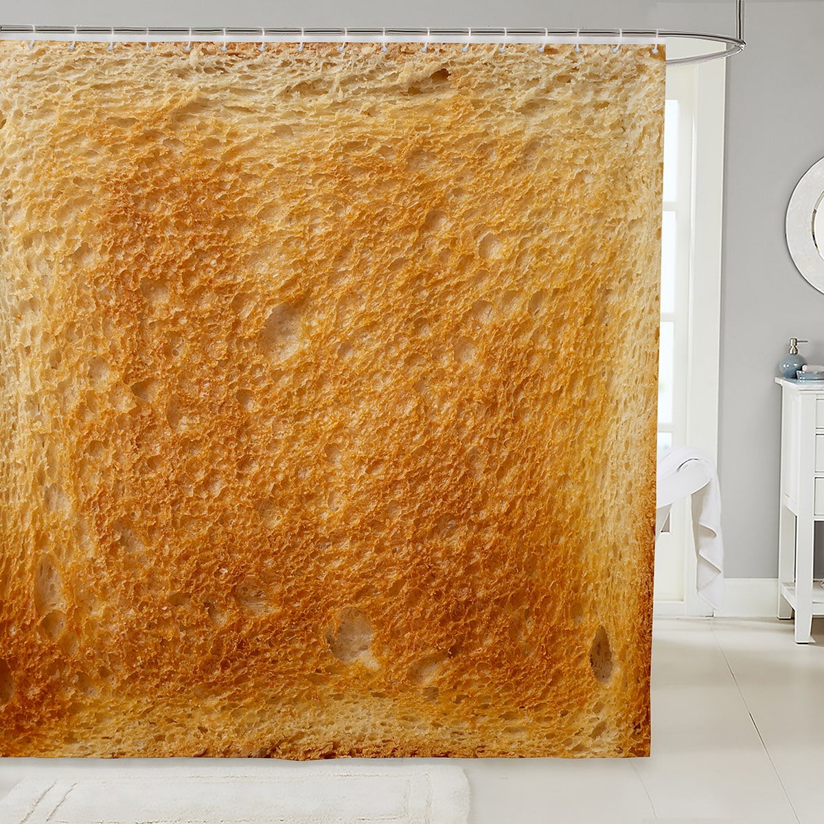 YST Toast Shower Curtain,Toast Bread Bathroom Accessories Cute Bathroom ...