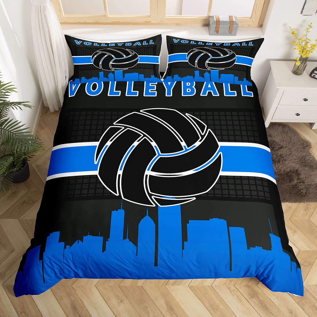 Volleyball Pattern Print Duvet Cover Bedding Set