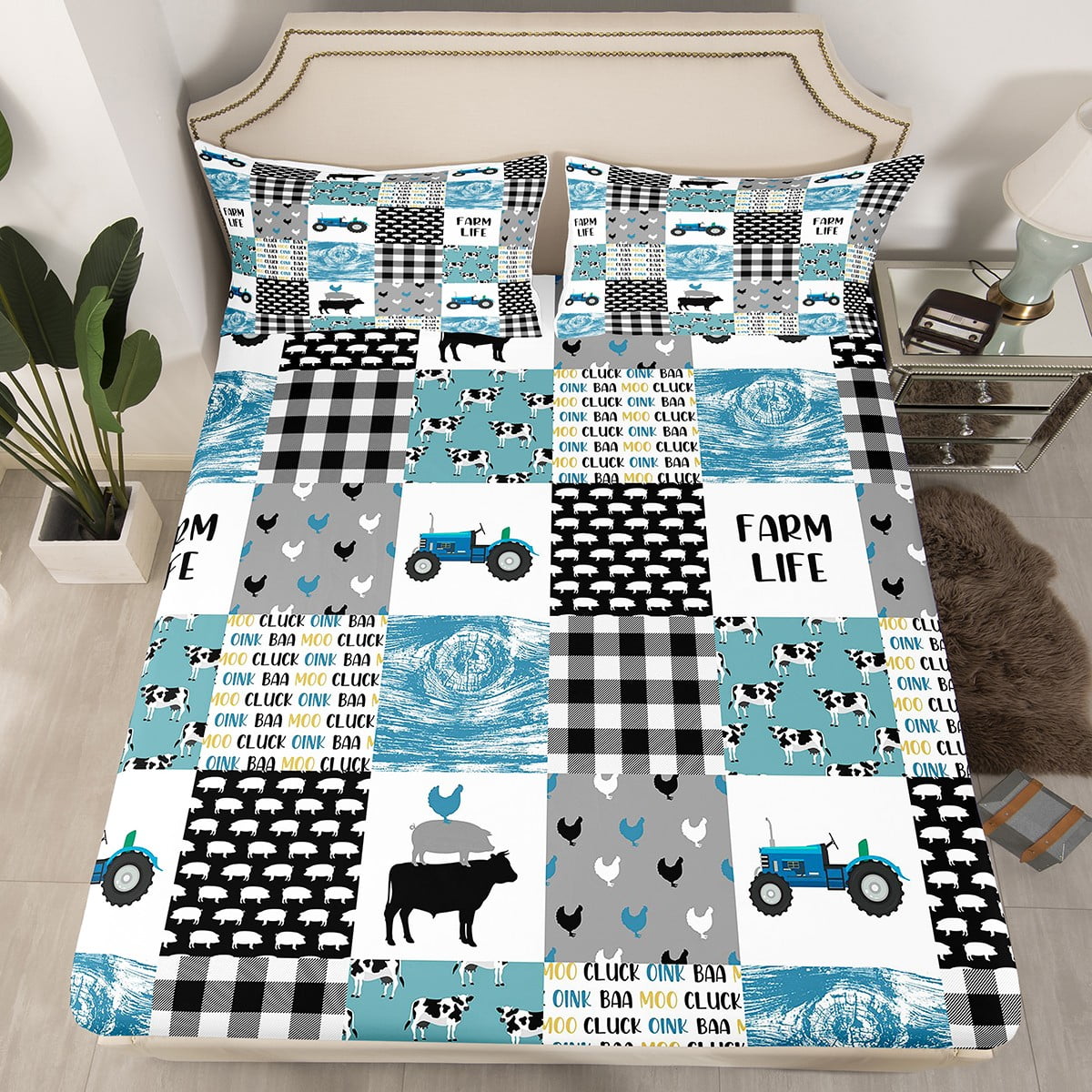 YST Tractor Twin Bedding Sets for Boys Girls Kids,Construction Truck