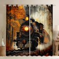 thumbnail image 1 of Train Window Curtains Retro Steam Engine 30%-50% Blackout Curtains 38"Wx54"L Railway Track Transport Curtains & Drapes Teen Men,Autumn Fallen Leaves Window Treatments 2 Panels, 1 of 6