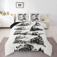 thumbnail image 1 of Erosebridal Trains Twin Size Comforter Set, Steam Vehicles Printed Soft Bedding Sets, Woodland Trees Mountains Comforter For Bedroom, White Black Vintage Road Lightweight Down Comforter, 1 of 6