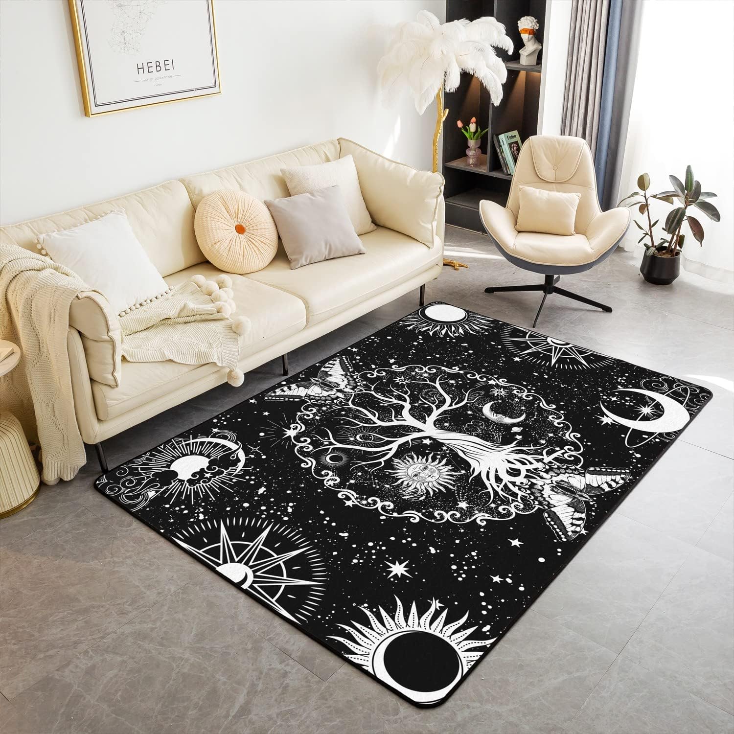 YST Tree of Life Area Rug,Psychedelic Mystic Stars Space Rug 3x5,Gothic