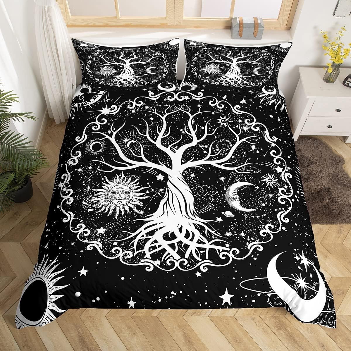 YST Tree of Life Duvet Cover Sun and Moon Comforter Cover Full 3Pcs ...