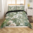 thumbnail image 1 of Tropical Floral Duvet Cover Twin Size Crocodile Bedding Set,White Flower Comforter Cover Botanical and Animal Theme Bed Set,Spring Garden Bedroom Set Bedroom(Zipper Closure), 1 of 6