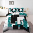 YST Turquoise Geometric Down Comforter Teal Black White Grey Grids
