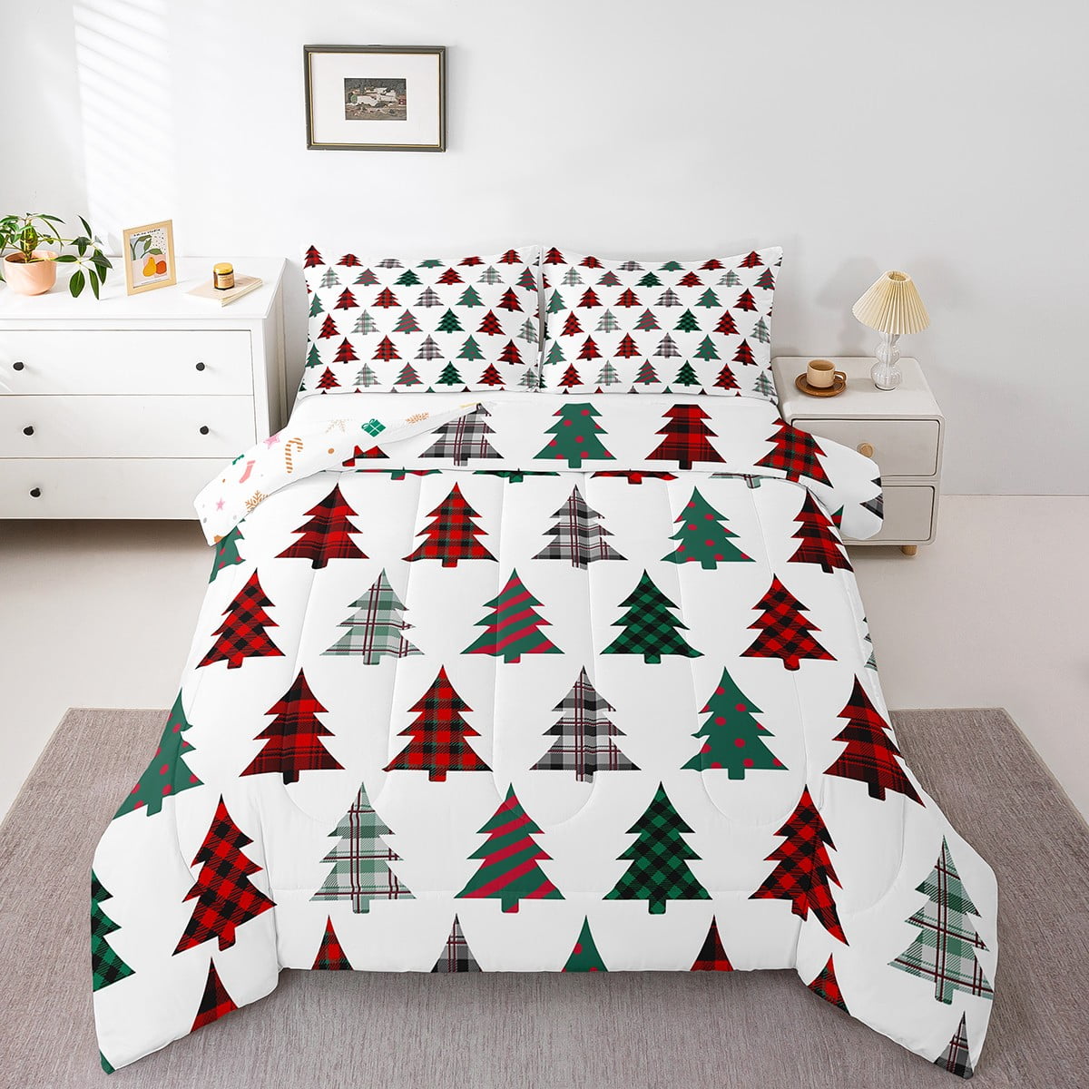 YST Twin Christmas Comforter Set for Kids Boys Girls,Christmas Tree