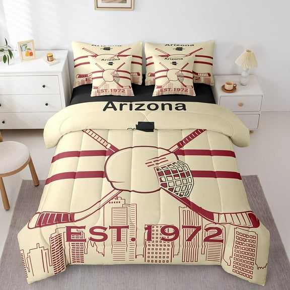 Erosebridal Twin Comforter Set 7 Pieces, All Season Reversible Bed in a Bag Twin, Ultra Soft Twin Bedding Set with Hockey Comforter, Flat Sheet, Fitted Sheet, Pillowcases, Pillow Shams,Arizona