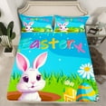 thumbnail image 1 of Erosebridal Twin Size Easter Fitted Sheet,Cartoon Easter Bunny Bed Sheets,Spring Easter Rabbit Eggs Sheets Room Decor,Kawaii Greetings and Presents for Easter Day,Blue 2 Piece, 1 of 5