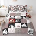 thumbnail image 1 of Erosebridal Twin Size Lake House Comforter 7 Pieces, Rustic Farmhouse Fitted Sheet Sailboat Fishing Flat Sheet, Bohemian Arrows Pillow Cases Rustic Country Decor Throw Pillow Covers, 1 of 5