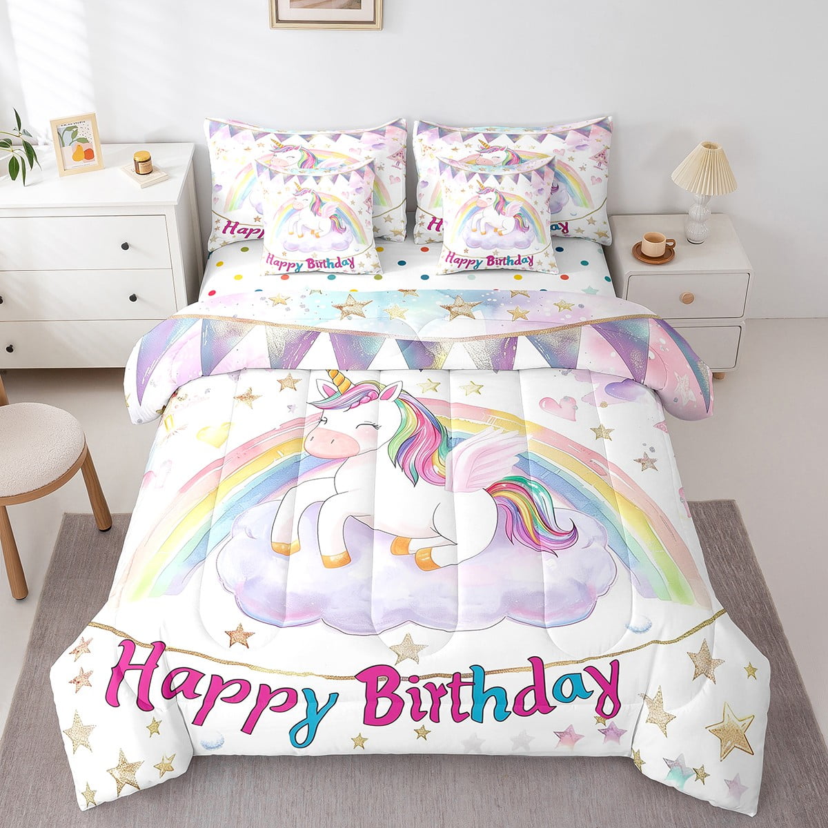 Purple Unicorn Unicorn Comforter Twin Size Bedding Set Girls Bed