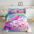 YST Unicorn Comforter Set King for Girls Pink Room Decor,Boho Rainbow