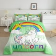 thumbnail image 1 of YST Unicorn Queen Bedding Sets for Girls Kawaii Cute Unicorn Print Comforter Set Girly Rainbow Unicorn Down Comforter Gradient Quilt Set Stars Butterfly Pattern Duvet Set Bedroom Decor,Green, 1 of 1