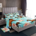 thumbnail image 1 of Erosebridal Unicorn Twin Size Sheet Sets Pink Flower Sheets, Brown Galloping Horse Bed Set Girly Chic Floral Bed Sheets Set, Blue Ombre Watercolor Fitted Sheet, 1 of 5