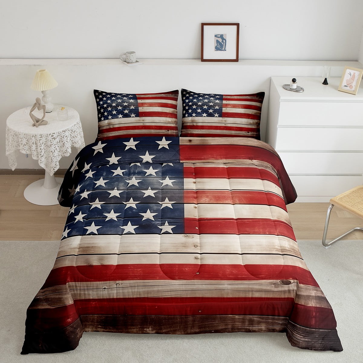 YST United States Flag Bedding Sets Queen For Kids Boys Teens Rustic ...