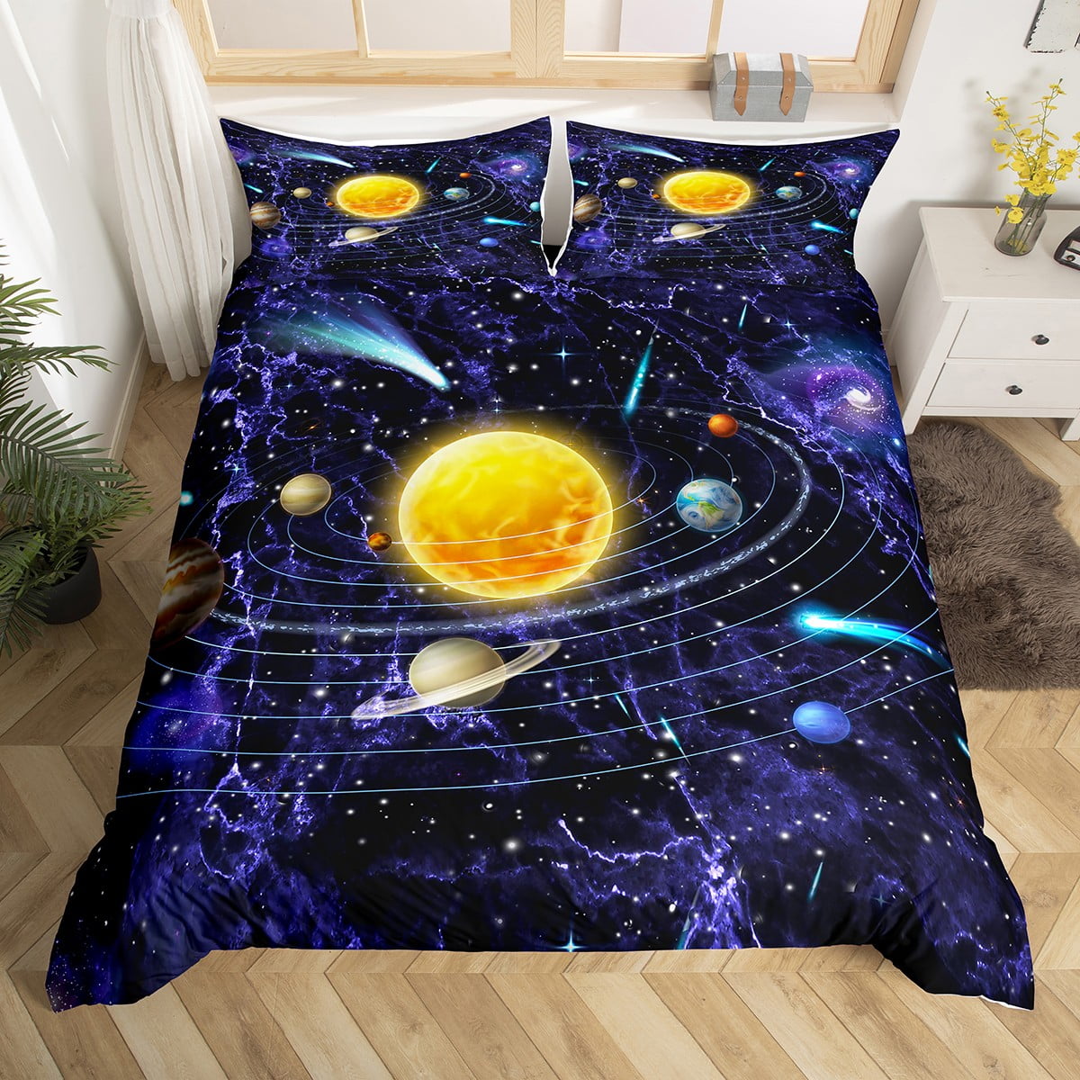 YST Universe Themed Bedding Set Outer Space King Duvet Cover for Boys ...