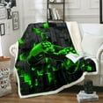 thumbnail image 1 of Video Games Gamer Throw Blanket for Couch Teens Gaming Fleece Blanket Twin,Geometric Plaid Sherpa Blanket Black and Green Blanket,Gradient Glowing Grid Bed Blanket, 1 of 5