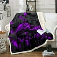 thumbnail image 1 of Video Games Sherpa Blanket Teens Gaming Blanket,Geometric Plaid Throw Blanket for Chair Black and Purple Fleece Blanket 40x50,Gradient Glowing Grid Plush Blanket, 1 of 5
