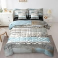 thumbnail image 1 of Erosebridal Vintage Anchor Twin Comforter Set 7pcs Nautical Theme Bedding Comforter Sets, Blue Grey Farmhouse Bed in a Bag Sea Ocean Wave Bedding Set, Summer Beach Bed Sheets Set Bedroom Decor, 1 of 4
