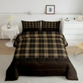 thumbnail image 1 of Vintage Comforter Sets,Rustic Bedding Set ,Farmhouse Plaid Check Quilt Set for Cabin Lodge,Geometric Lattice Duvet Insert with 1 Pillow Sham Warm,Twin,Brown, 1 of 6