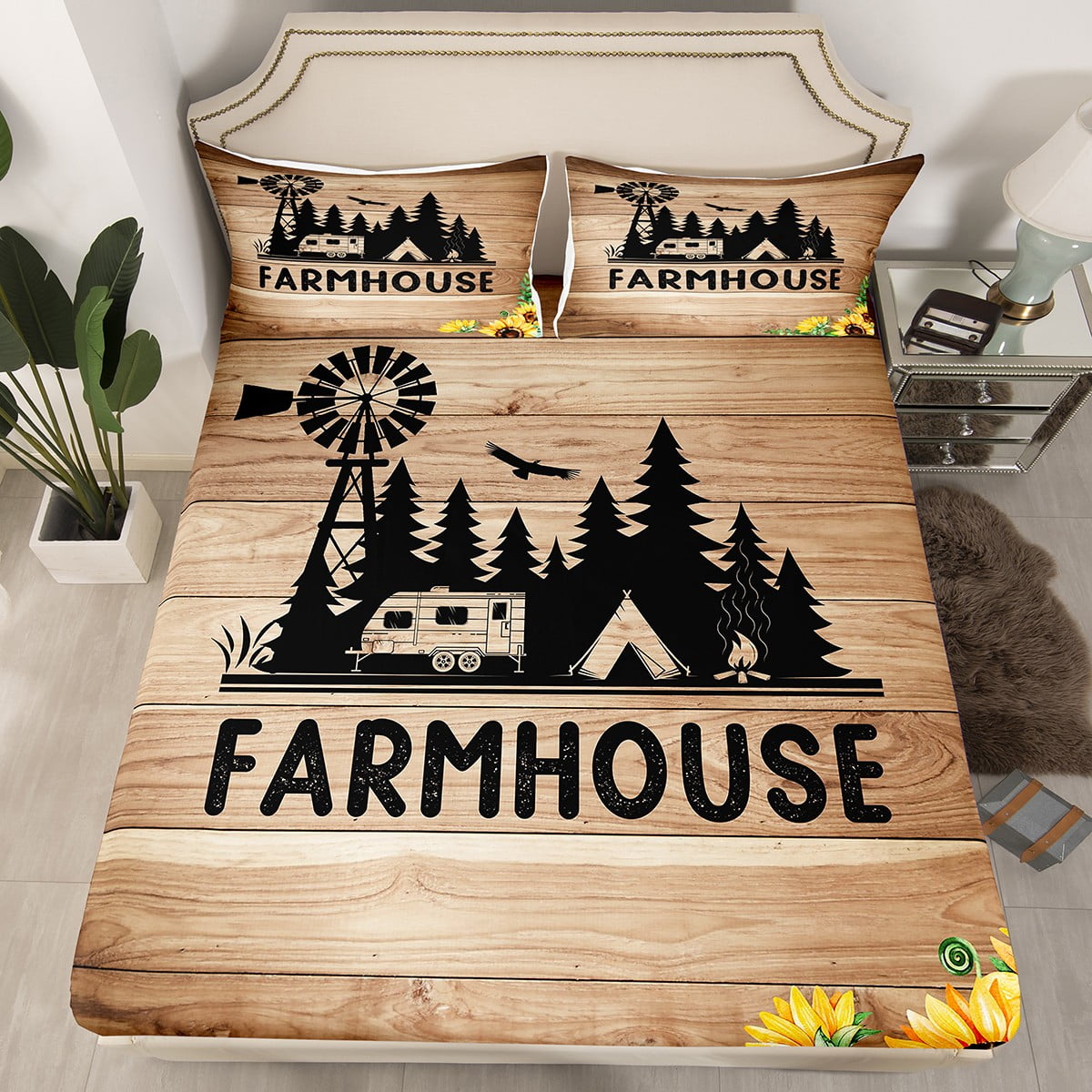 Yst Vintage Farmhouse Twin Sheets Happy Camping Camper Bed Sheets Chic