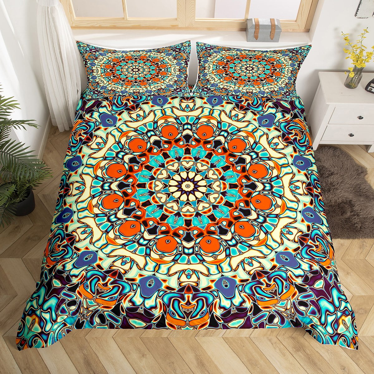 YST Vintage Mandala Bed Set Persian Duvet Cover, Oriental Bedding Set
