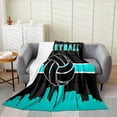 thumbnail image 1 of Volleyball Blanket 40x50 Volleyball Gaming Fleece Blanket Volleyball Throw Blanket Teens Volleyball Court Fuzzy Blanket, Turquoise Black, 1 of 4