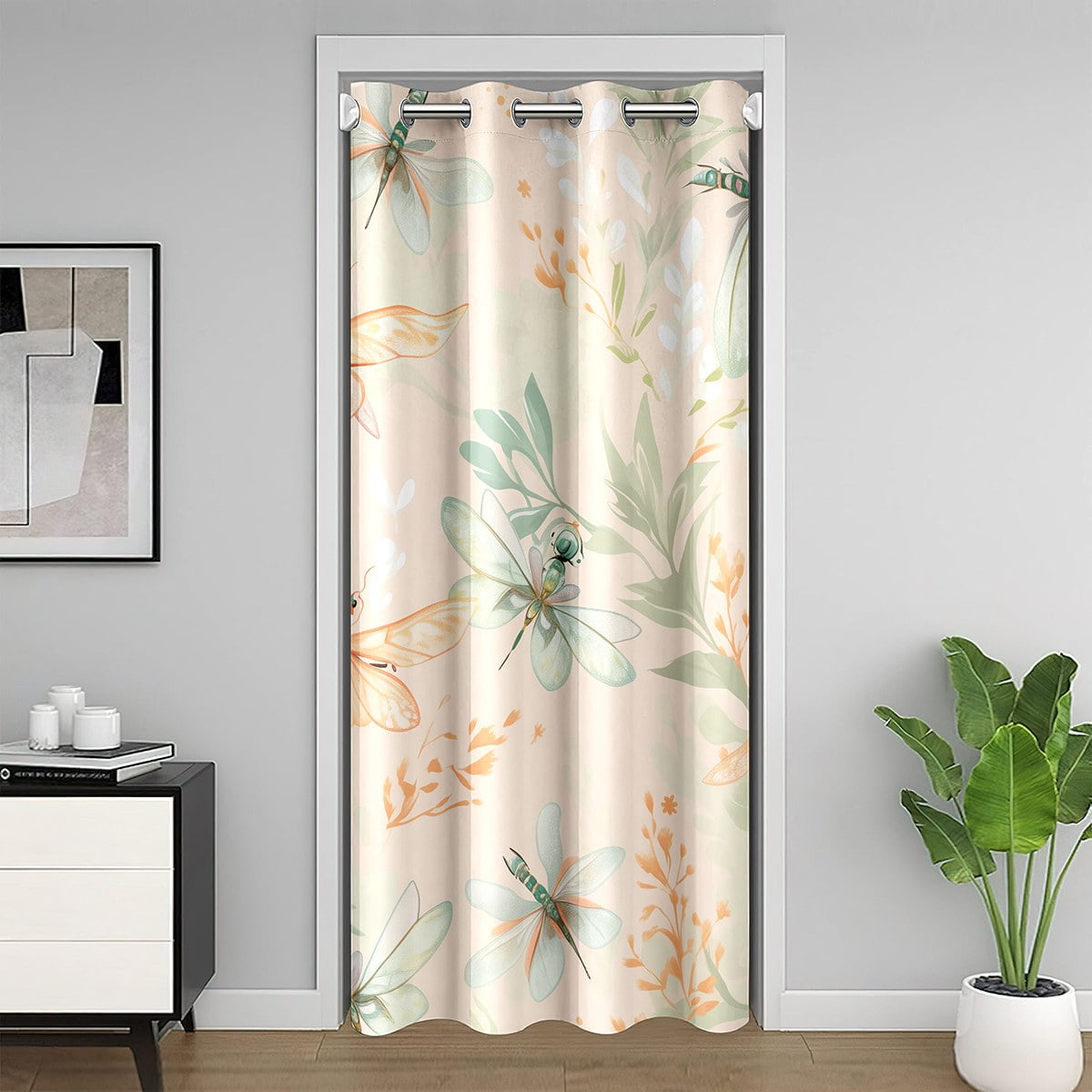 Watercolor Dragonfly Door Curtain For Doorway Privacy ,Farm Plants ...