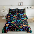 thumbnail image 1 of YST Watercolor Love Heart Comforter Full Rainbow Tie Dye Bedding Set, Black Down Comforter Oil Painting Style Bed Set, Blue Green Red Ombre Quilted Duvet with 2 Pillow Case, 1 of 5