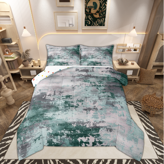 Watercolor Ombre Comforter Set,Modern Abstract Bedding Set Teens,Light Blue Green Tie Dye Batik Bed Set,Gradient Grunge Art Quilt Comforter (Light Blue Green,King)