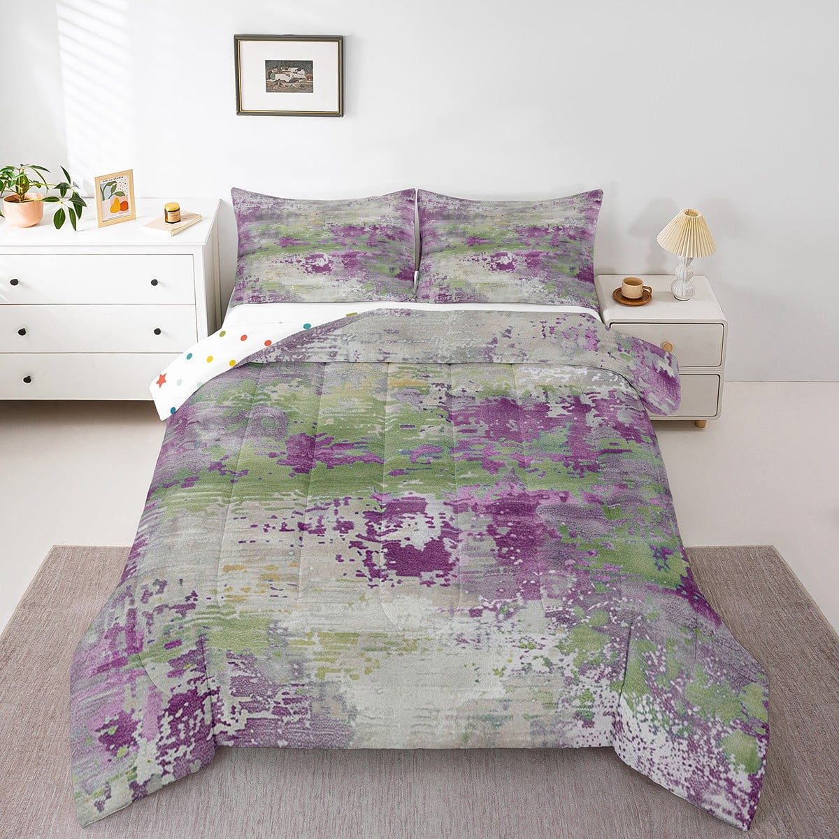 YST Watercolor Tie Dye Toddler Comforter Set,Ombre Gradient Lilac