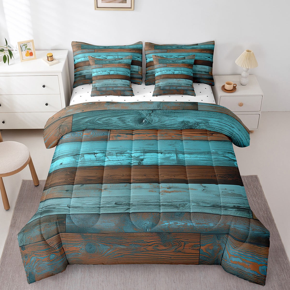 Western Bed In A Bag Full 7 Piece Rustic Farmhouse Comforter Set Retro ...