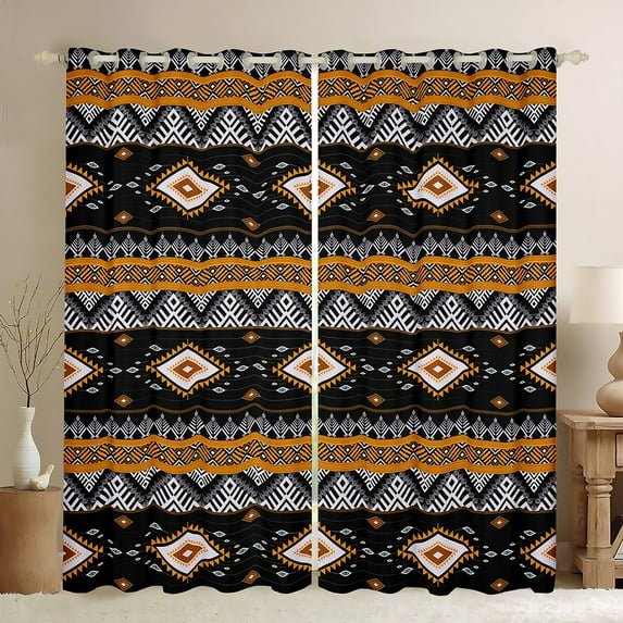 Erosebridal Western Bedroom Blackout Curtains Black Boho Aztec 52"Wx84"L Window Curtains For Men Women Southwestern Curtains & Drapes Exotic Tribal Bohemian Geometric Window Treatments 2 Panels