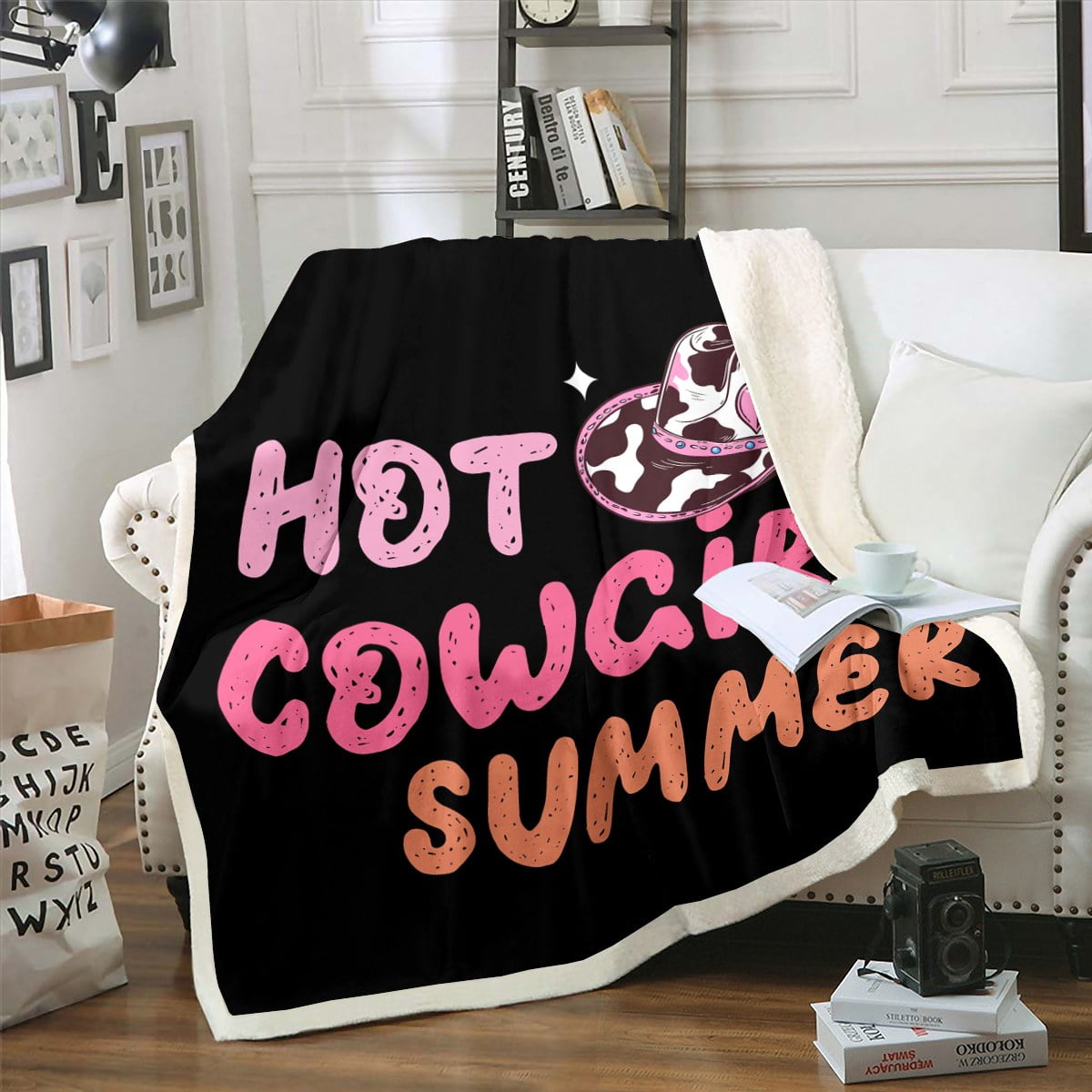 YST Western Blanket 40"X50" for Girls Women Lady Hot Cowgirl Summer Design Fuzzy Blanket, Pink