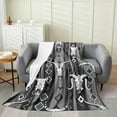 thumbnail image 1 of Western Boho Fuzzy Blanket 40"X50" Bull Skull Cowboy Flannel Fleece Blanket Black White Grey Southwestern Aztec Throw Blanket Tribal Geometric Diamond Sherpa Blanket Room Decor, 1 of 5