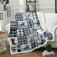 thumbnail image 1 of Western Throw Blanket Queen 90"X90" Cowboy Horse Fleece Bed Blanket Boho Western Cow Skull Sherpa Blanket American Wild West Fuzzy Blanket Blue Farmhouse Buffalo Plaid Decor, 1 of 4