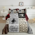 thumbnail image 1 of Erosebridal Western Cowboy Bedding Set Wild West Bull Horse King Comforter Set Teen Men Red Black Buffalo Plaid Check Bed Comforter Sets Country Farmhouse Boho Arrows Quilts Brown Grey, 1 of 6