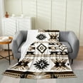 thumbnail image 1 of Western Fuzzy Blanket,Southwest Aztec Fleece Blanket,Tribe Throw Blanket Teen Adults,Black White Brown Flannel Blanket,Vintage Bohemian Decor Blanket Queen 90x90,Warm, 1 of 5
