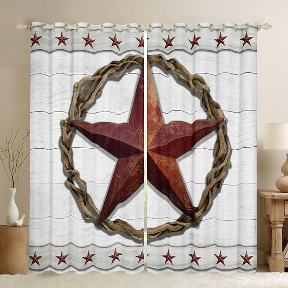 YST Western Texas Star Blackout Curtains,Rustic Farmhouse Curtains,Retro Vintage Cabin Decor Window Curtains & Drapes,Country Wooden Plank Window Treatments Bedroom Decor (2 Panels, 38"X45")