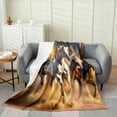 thumbnail image 1 of White Brown Horses Printed Blanket ,Wild Animal Throw Blanket,Chic Unique Horse Fleece Blanket,Farmhouse Animal Fuzzy Blanket 40x50 Inch for Living Room, 1 of 4
