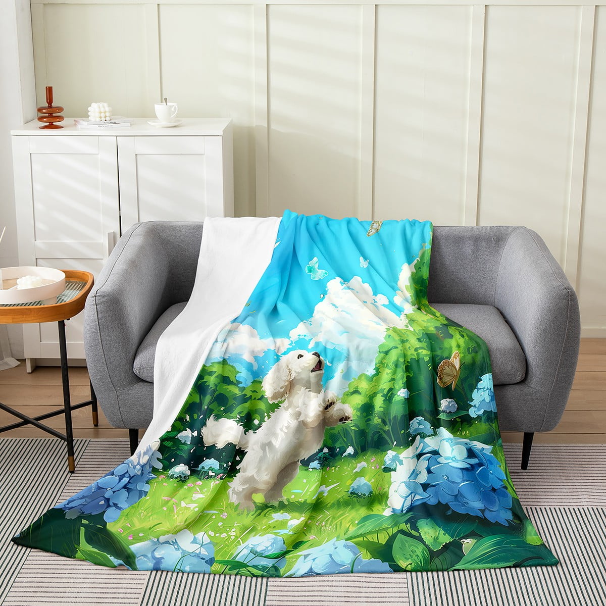 Blue Floral Fleece Blanket