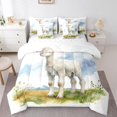 thumbnail image 1 of White Sheep Lamb Bed In A Bag 7-Piece Farmhouse Animal King Size Comforter Set,Blue Watercolor Bedding Comforter Sets Green Botanical Plant Bedding Set,Soft For All Season, 1 of 4