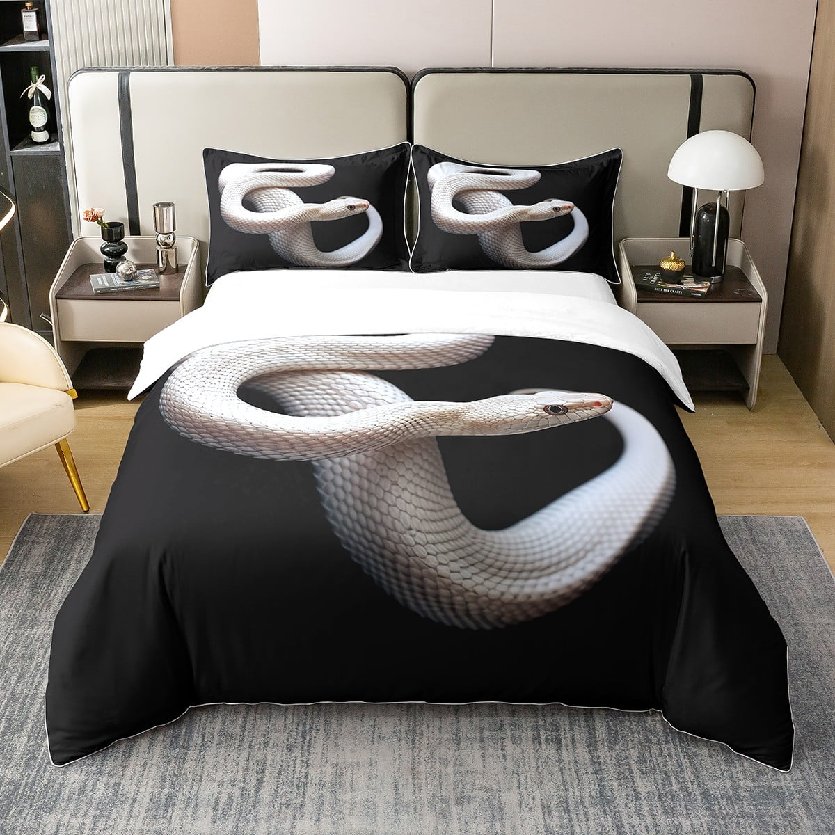 YST White Snake 100% Cotton Comforter Cover Twin 3D Snake Print Bedding ...