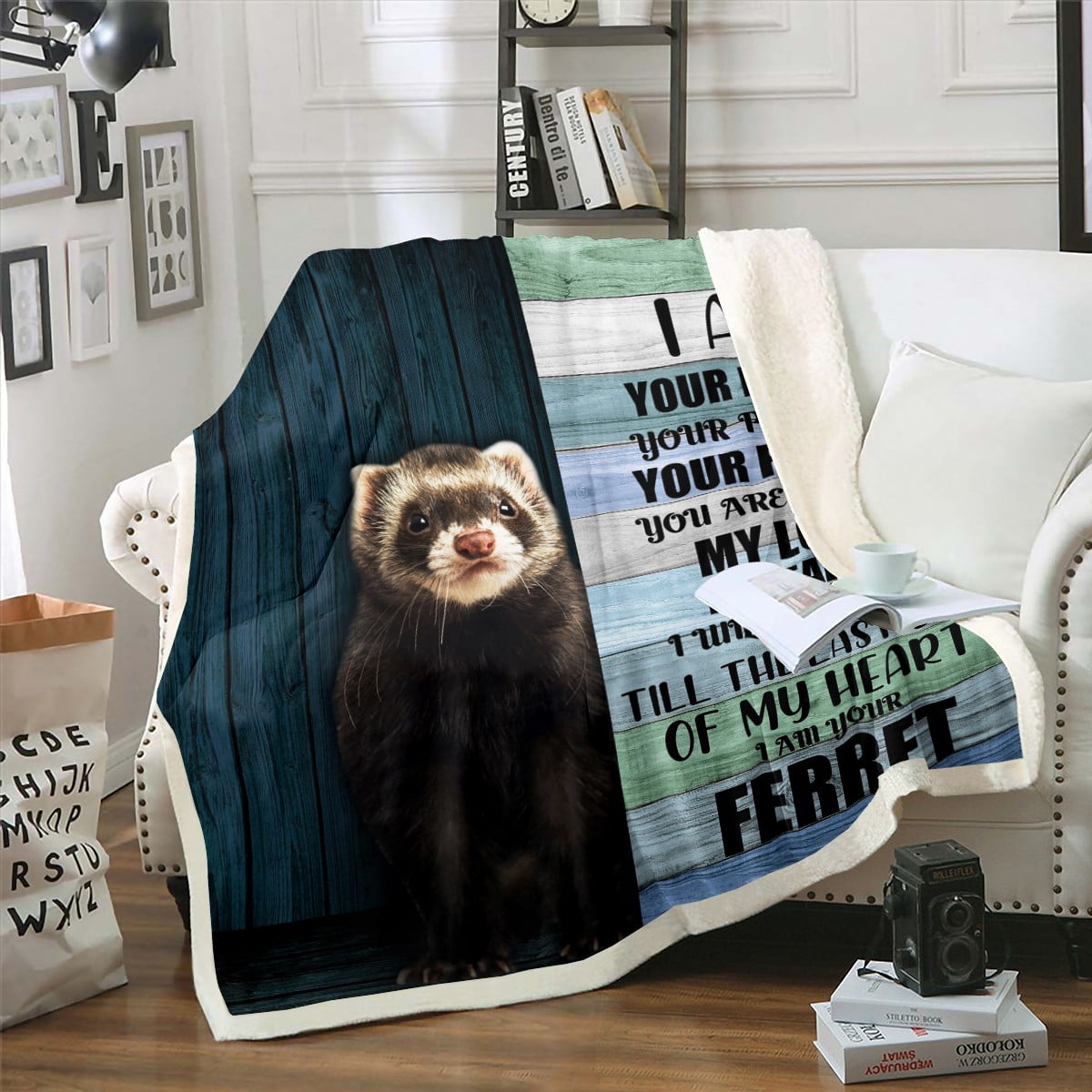 YST Wild Ferret Sherpa Blanket Rustic Farmhouse Fleece Blanket, Cute