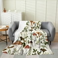 thumbnail image 1 of Wild Mushroom 40x50 inch Throw Blanket Outdoor Natural Plants Fleece Blanket Lovers Botanical Leaves Rustic Flannel Blanket Vintage Flowers Woodland Mushrooms Bed Blanket Soft,White, 1 of 4