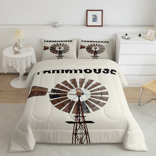 YST Windmill Comforter Toddler Bedding Sets for Boys Vintage Farmhouse
