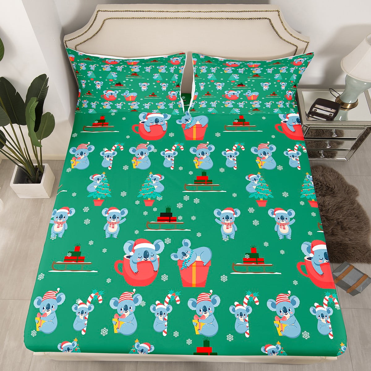 YST Winter Snowflakes Twin Sheets Happy New Year Gifts Bed Sheets