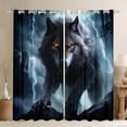 thumbnail image 1 of Erosebridal Wolf Curtains,3D Animal Print Wolf Curtains Blackout Gothic Decor for Bedroom,Hunting Safari Curtains & Drapes Lightning Window Curtains 2 Panels 42"Wx84"L, 1 of 6