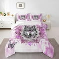 thumbnail image 1 of Wolf Print King Bedding Sets Animal Wildlife Comforter Set,Tribal Mandala Floral Duvet Insert Pink Oil Painting Down Comforter,Modern Ombre Bedding Comforter Sets, 1 of 7